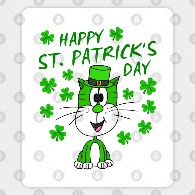 Happy St. Patrick's Day 2022 Cat Leprechaun Funny Magnet by doodlerob